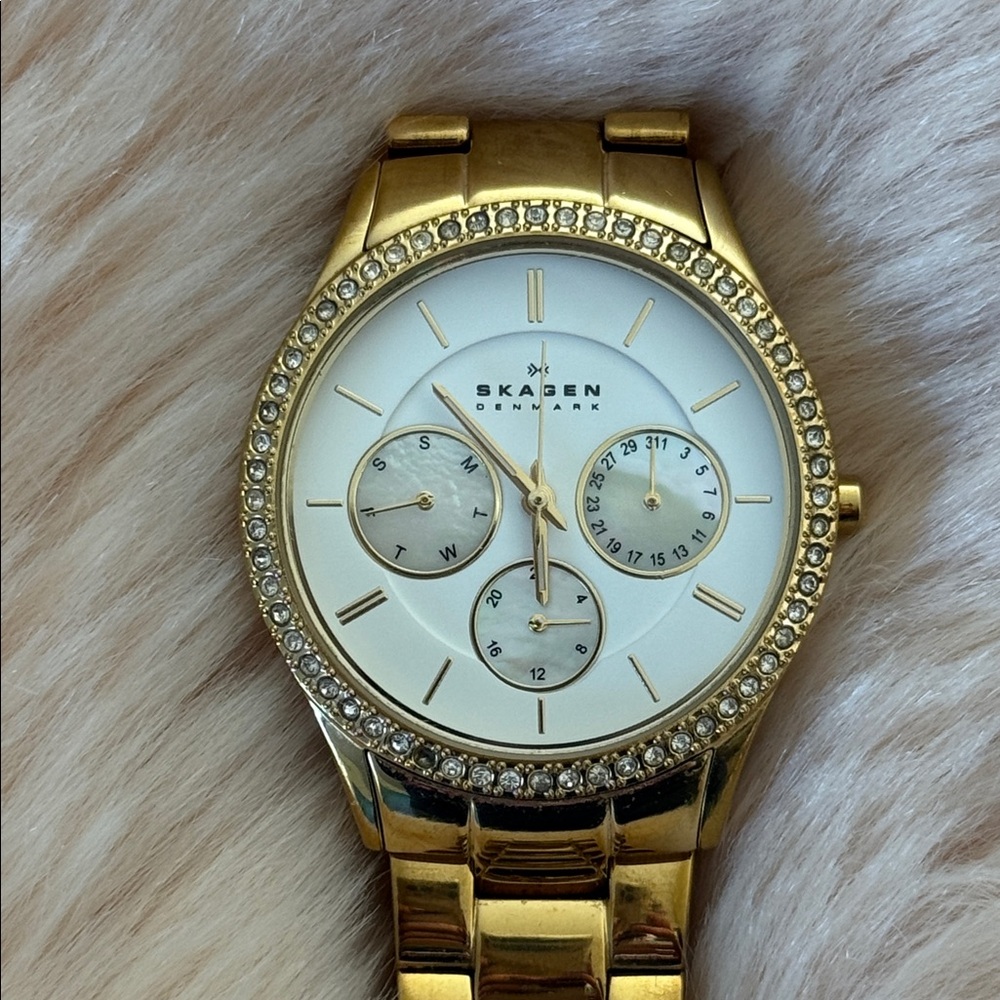 Skagen Women's Gold, White & Mother of Pearl Multifunction Watch